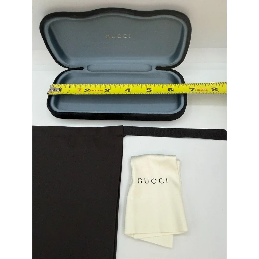 Gucci Velvet Eyeglasses Sunglasses Case w/ Pouch & Cloth Authentic Black Set
